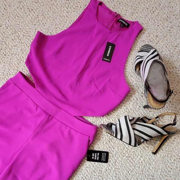 Express Pants - NEW! Express Cutout jumpsuit RARE sexy Fuscia XS